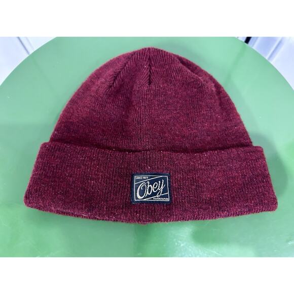 Obey Jobber Beanie Burgundy Heather, One Size - Picture 1 of 7